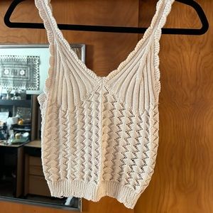 Tan Crochet Knit Top